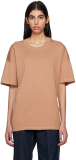 Светло-коричневая футболка в рубчик LEMAIRE