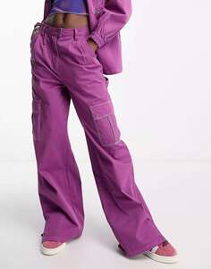 Пурпурные прямые брюки карго из твила Native Youth