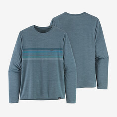 Мужская классная повседневная рубашка с рисунком Capilene с длинными рукавами Patagonia, цвет Line Logo Ridge Stripe: Light Plume Grey X-Dye