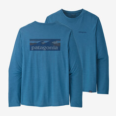Мужская классная повседневная рубашка с рисунком Capilene с длинными рукавами Patagonia, цвет Boardshort Logo: Wavy Blue X-Dye