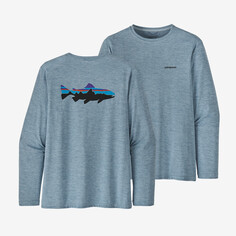 Мужская рубашка Capilene Cool с длинными рукавами и рисунком рыбы на каждый день Patagonia, синий