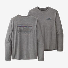 Мужская классная повседневная рубашка с рисунком Capilene с длинными рукавами Patagonia, цвет 73 Skyline: Feather Grey