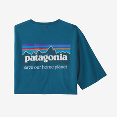 Мужская органическая футболка P-6 Mission Patagonia, цвет Wavy Blue