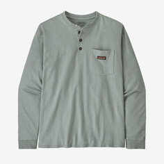 Мужская рабочая футболка Henley с длинными рукавами и карманами Patagonia, цвет Sleet Green