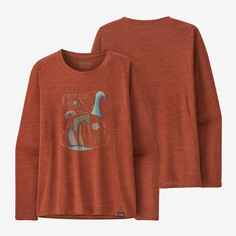 Женская рубашка Capilene Cool с длинными рукавами и рисунком на каждый день — Lands Patagonia, цвет Closer to Nature: Burl Red X-Dye