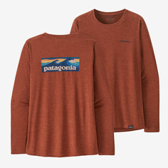 Женская рубашка Capilene Cool с длинными рукавами и рисунком на каждый день — Waters Patagonia, цвет Boardshort Logo: Burl Red X-Dye