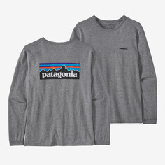 Женская футболка P-6 с длинными рукавами и логотипом Responsibili Patagonia, цвет Gravel Heather