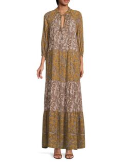 Многоярусное платье макси с принтом пейсли Renee C., цвет Sand
