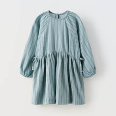 Платье для девочек Zara Contrast Striped, серо-синий