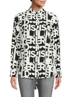 Рубашка на пуговицах с логотипом и высокой посадкой Karl Lagerfeld Paris, цвет Black White