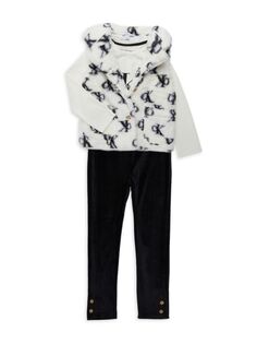 Комплект из трех предметов: футболка, жилет и леггинсы для маленькой девочки Calvin Klein, белый
