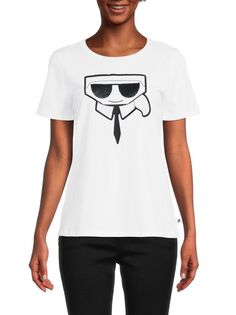 Коктейльная футболка с рисунком Karl Lagerfeld Paris, белый