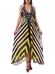 Полосатое платье с высоким и низким вырезом Ranee&apos;S, цвет Black Yellow Ranees