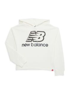 Флисовая толстовка с логотипом для девочек New Balance, цвет Sea Salt