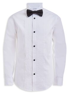 Комплект из трех предметов: рубашка-смокинг, галстук-бабочка и носовой платок для мальчика Calvin Klein, белый