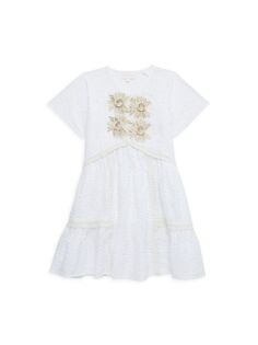 Кружевное платье с цветочной аппликацией для маленьких девочек и девочек Ranee&apos;S, белый Ranees