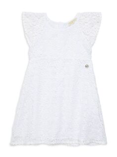 Кружевное платье с расклешенной юбкой для маленьких девочек и девочек Michael Kors, белый