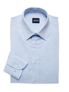 Полосатая классическая рубашка Armani Collezioni, цвет Blue Mist