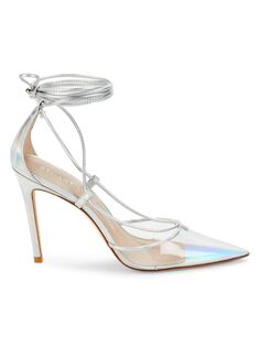 Туфли на шпильке с острым носком Stuart Weitzman, цвет Silver Clear