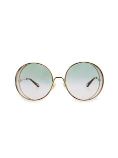 Круглые солнцезащитные очки 61MM Chloé, цвет Blue Gold Chloe