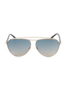 Солнцезащитные очки-авиаторы 63MM Tom Ford, цвет Blue Gold