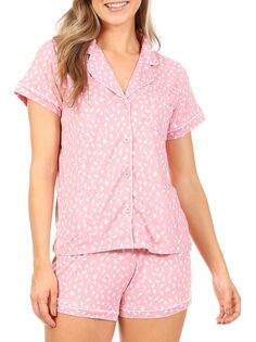 Пижамный комплект из 2 предметов из трикотажного топа и шорт Tahari, цвет Silver Pink