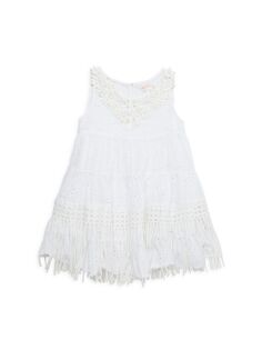 Многоярусное платье с цветочным принтом и бахромой для маленьких девочек и девочек Ranee&apos;S, белый Ranees