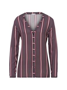 Тканая пижамная рубашка с длинными рукавами Hanro, цвет Sleek Stripe