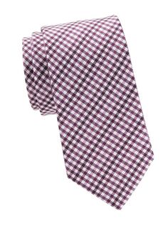 Шелковый галстук в клетку Brioni, цвет Blue Pink