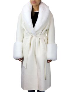 Пальто с отделкой из искусственного меха La Fiorentina, белый