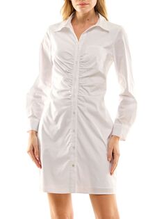 Платье-рубашка со сборками Nicole Miller, белый