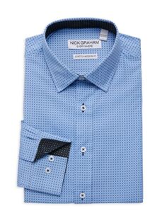 Классическая рубашка стрейч современного кроя с геометрическим принтом Nick Graham, цвет Blue Navy