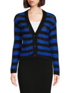 Кардиган из смесового мохера в полоску Redvalentino, цвет Blue Nero