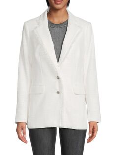 Твидовый пиджак с бахромой Karl Lagerfeld Paris, цвет Soft White