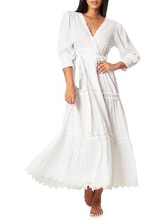 Платье-прикрытие с кружевом в горошек Swiss La Moda Clothing, белый