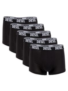 Комплект из 5 трусов-боксеров с логотипом Diesel, цвет Solid Black