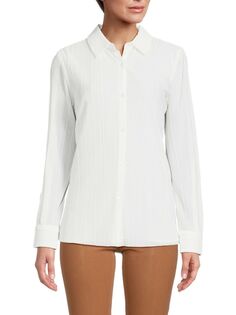 Рубашка на пуговицах с жатой плиссировкой Calvin Klein, цвет Soft White