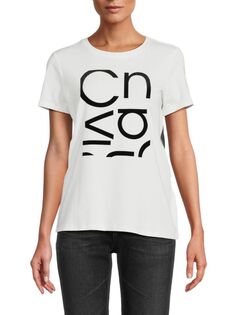 Флокированная футболка с логотипом Calvin Klein, цвет Soft White