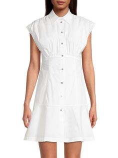 Плиссированное мини-платье с короткими рукавами Michael Kors, белый