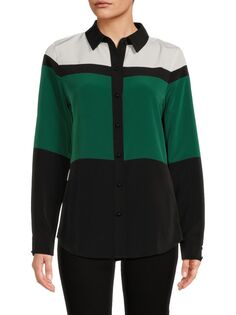 Блузка на пуговицах с цветными блоками Karl Lagerfeld Paris, цвет Soft White Green