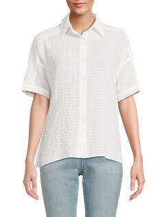 Рубашка из жатого хлопка с короткими рукавами Max Studio, белый
