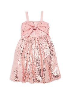 Платье-пузырь с пайетками для маленьких девочек и девочек Marchesa Notte Mini, цвет Blush