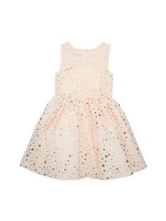 Платье А-силуэта из фольги со звездами для маленьких девочек Pippa &amp; Julie, цвет Blush