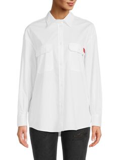 Рубашка на пуговицах с карманами и клапаном с логотипом Love Moschino, белый