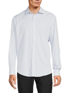 Рубашка приталенного кроя с геометрическим рисунком Report Collection, белый