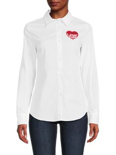 Рубашка на пуговицах с логотипом в форме сердца Love Moschino, белый