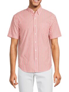 Полосатая оксфордская рубашка с коротким рукавом Alex Mill, цвет Bold Red Stripe