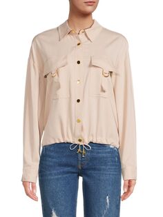 Блузонная рубашка с карманами и клапанами Ellen Tracy, цвет Bone
