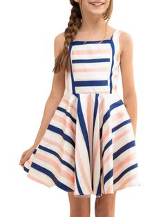 Платье А-силуэта для девочек Un Deux Trois, цвет Stripe