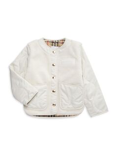 Стеганая куртка из искусственного меха для маленьких девочек и девочек Burberry, белый